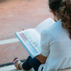 Girl with Friends During Reading Time